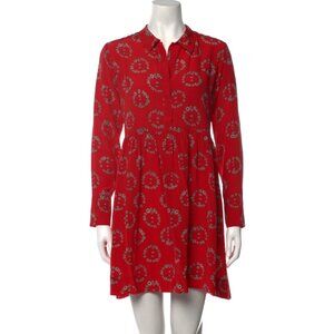 SANDRO Silk Mini Dress Red Peace Sign Size 2